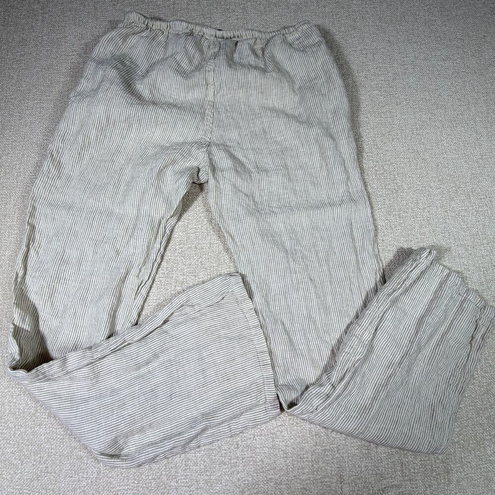 Brandy Melville Women One Size Tan White Striped Linen Lounge Summer Pants - Picture 2 of 9